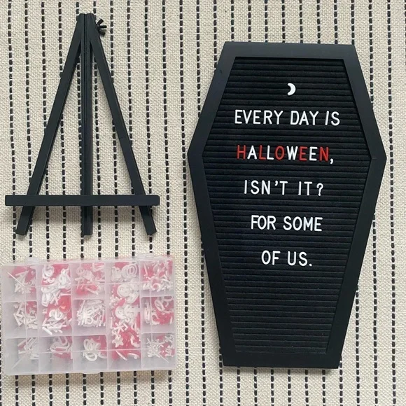 Black Coffin Letter Board with Stand - Picture 3 of 5